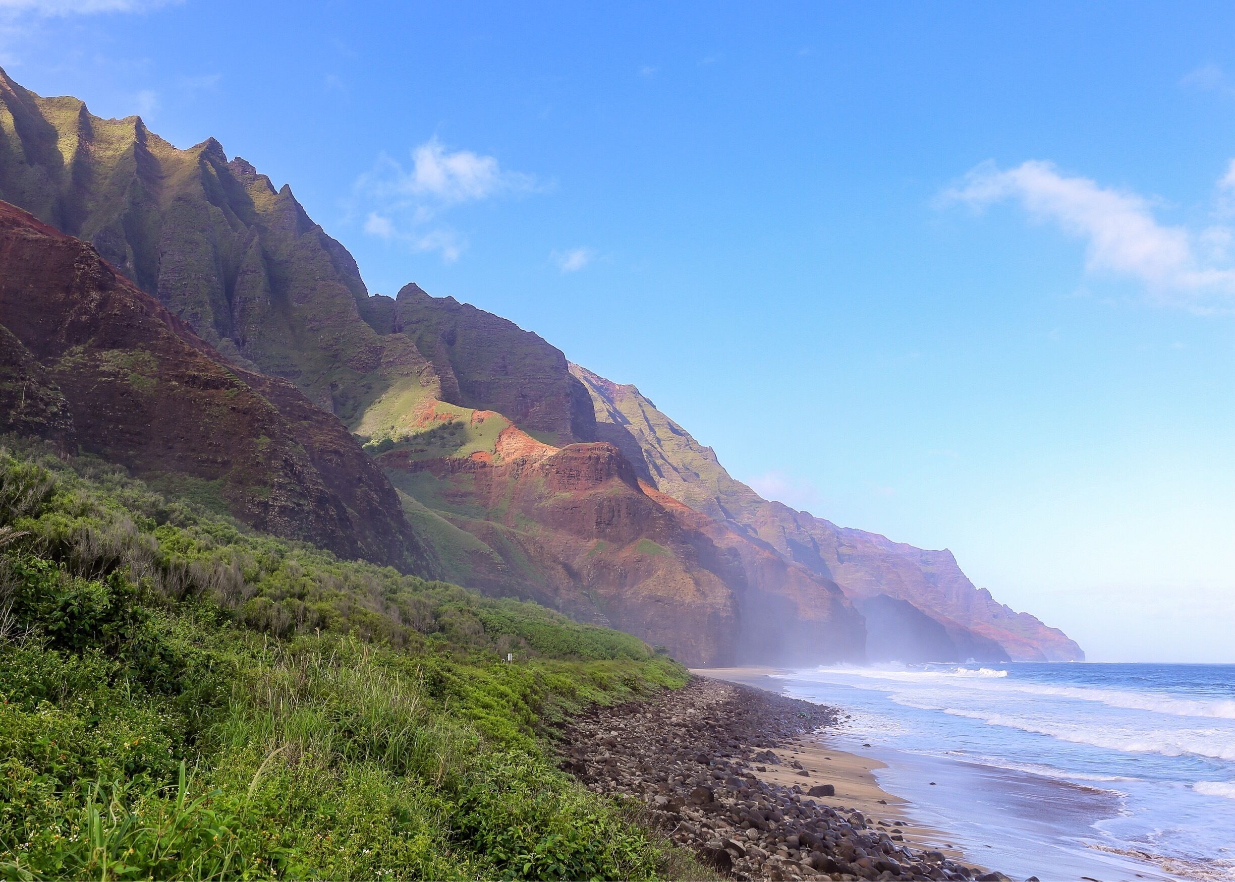 Kalalau Beach is a beautiful, secluded beach at the end of an 11 mile trail. The only access is by foot or kayak (in Summer). A permit is required for camping. One of the best hikes I’ve ever done. 
#BeachTips