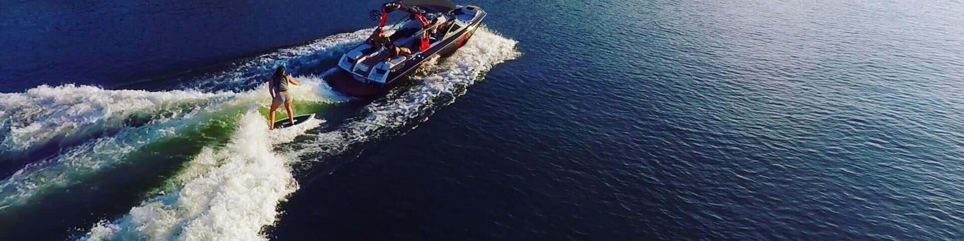 Wakesurfing on the beautiful Folsom Lake