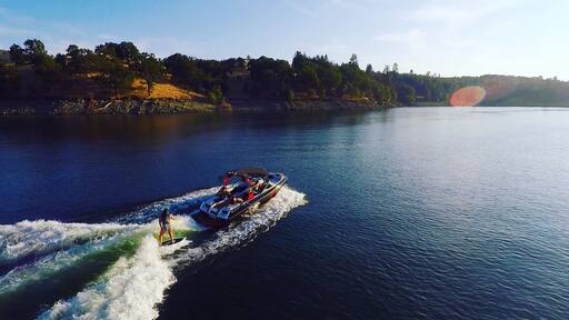 Wakesurfing on the beautiful Folsom Lake