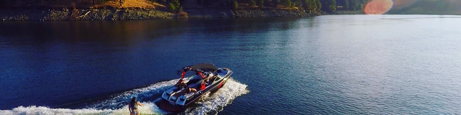 Wakesurfing on the beautiful Folsom Lake
