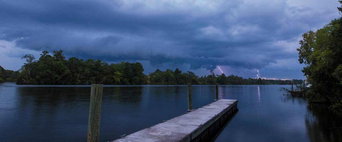 Night time thunderstorm at Lake Moultrie, South Carolina