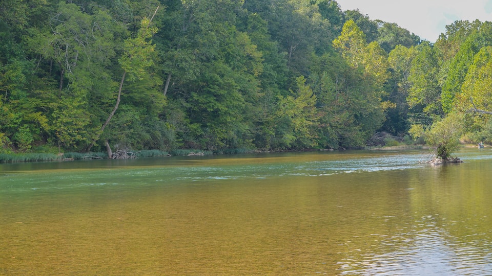 The Current River flows through the Ozark National Scenic Riverway through the mountains of Missouri
