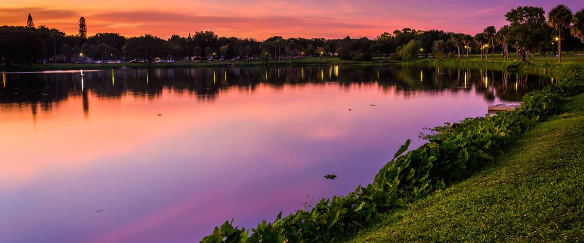 Crescent Lake at sunset, in Saint Petersburg, Florida.