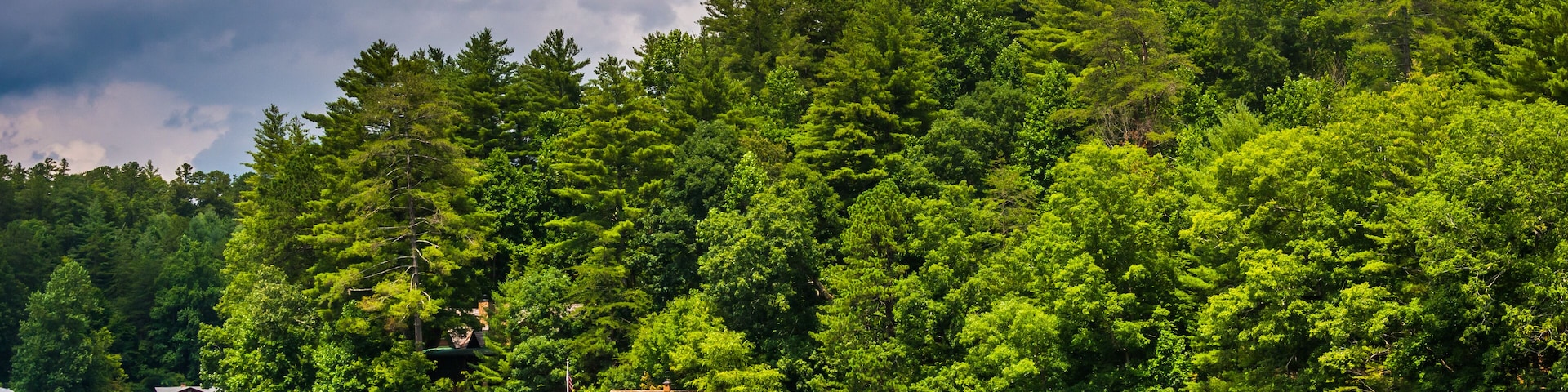 Houses along the shore of Lake Burton, in Georgia.; Shutterstock ID 213384805; Purchase Order: -