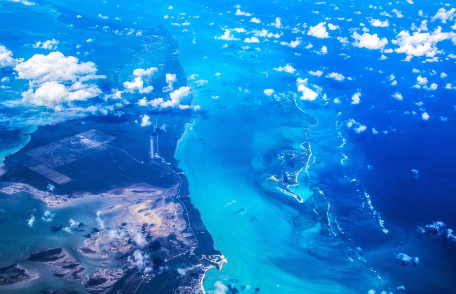 Atlantic Ocean. Bermuda Triangle - Bahamas, top view
