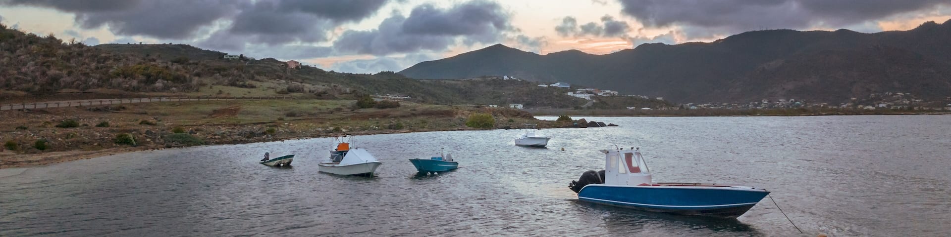 Drone view of boats at Caye Chateau Saint Martin Sint Maarten at sunset