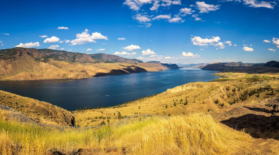 Scenic summer panorama of the Kamloops lake situated on the Thompson River along the Trans Canada Highway.; Shutterstock ID 701562232; Purchase Order: -