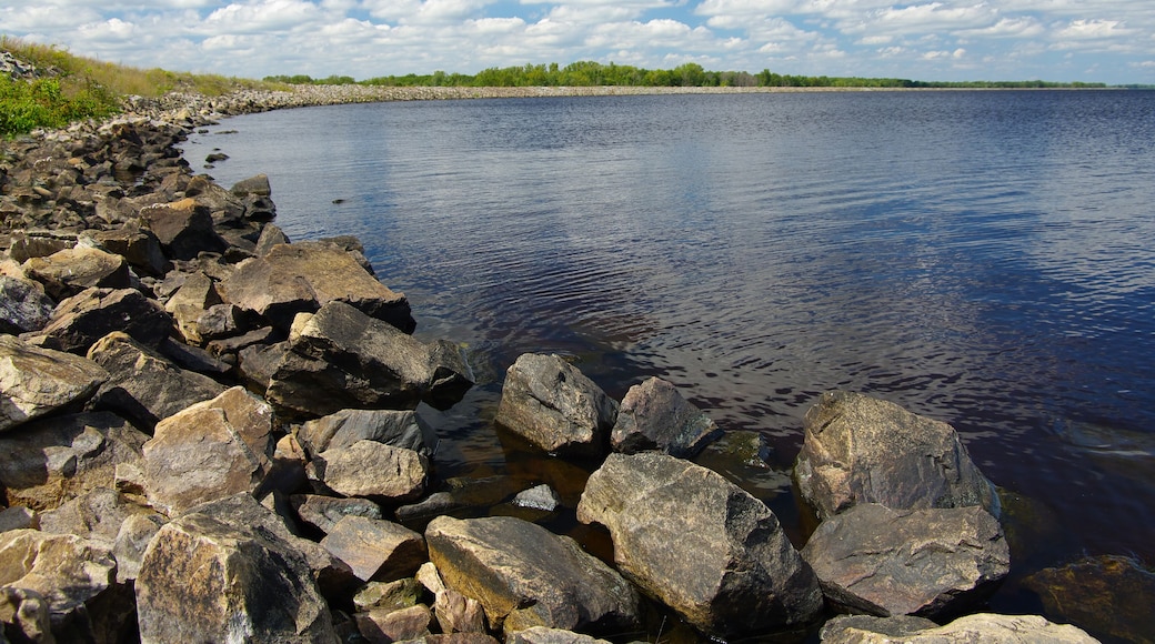Rocky Shoreline: Large boulders help to form a side of Petenwell Lake in central Wisconsin.