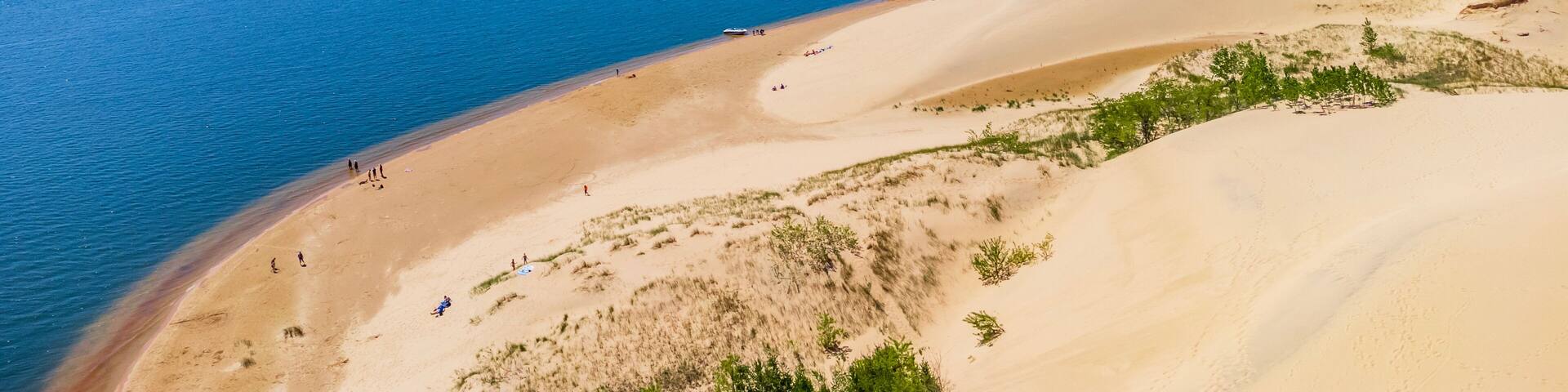 Breathtaking aerial view of Silver Lake Sand Dunes - Michigan - one of the top favorites in the USA.