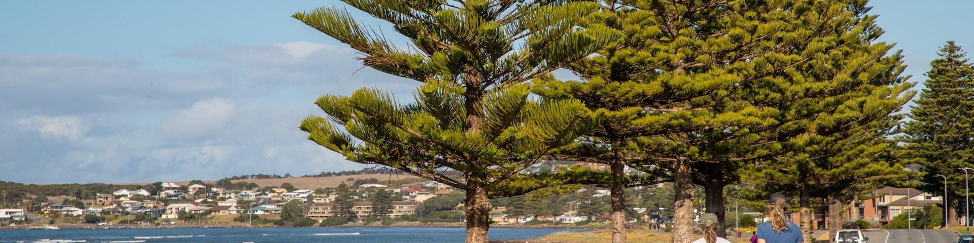 Encounter Bay which includes street scenes and a coastal town as well as a couple