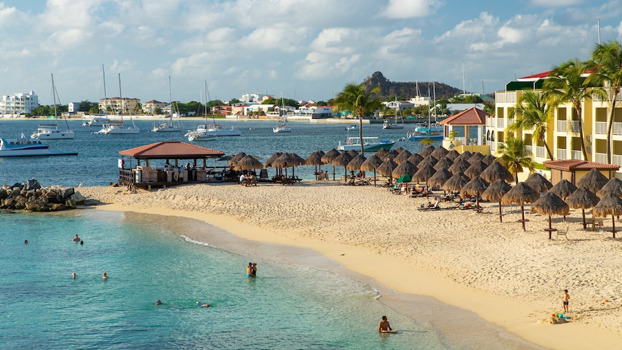 Pelican Key showing a sandy beach, general coastal views and a coastal town