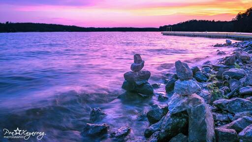 Beautiful sunset at the boat ramp of Lake Hickory