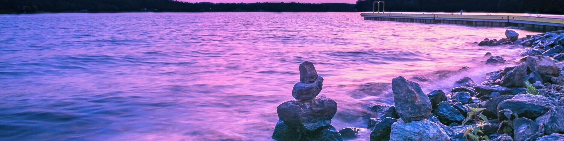 Beautiful sunset at the boat ramp of Lake Hickory