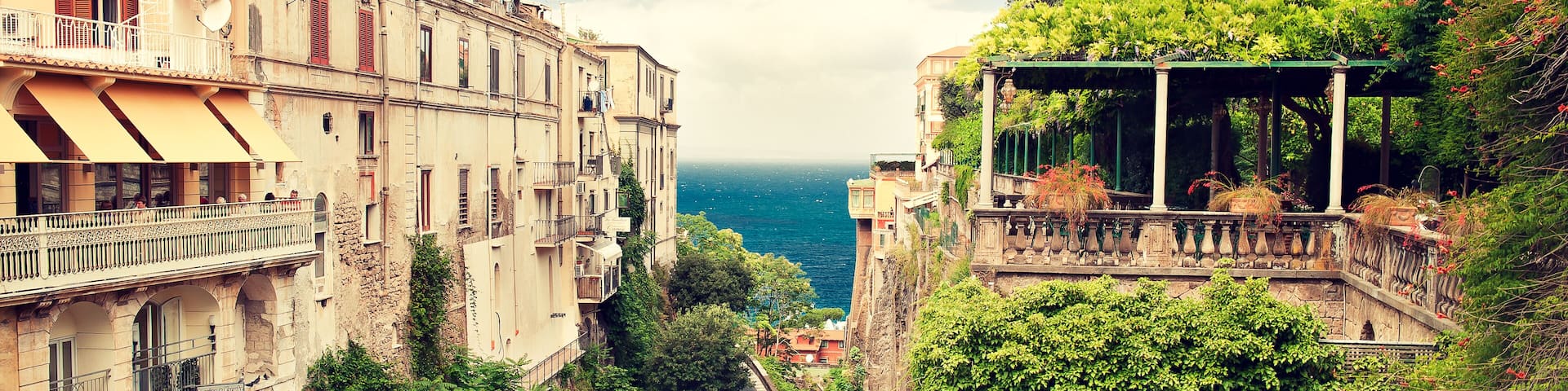 Sorrento place, Italy, cliff and beach
