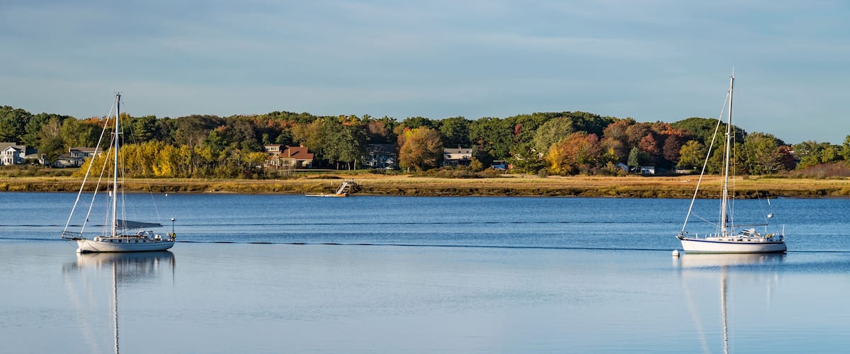 The view on the ocean in Maine, New England USA