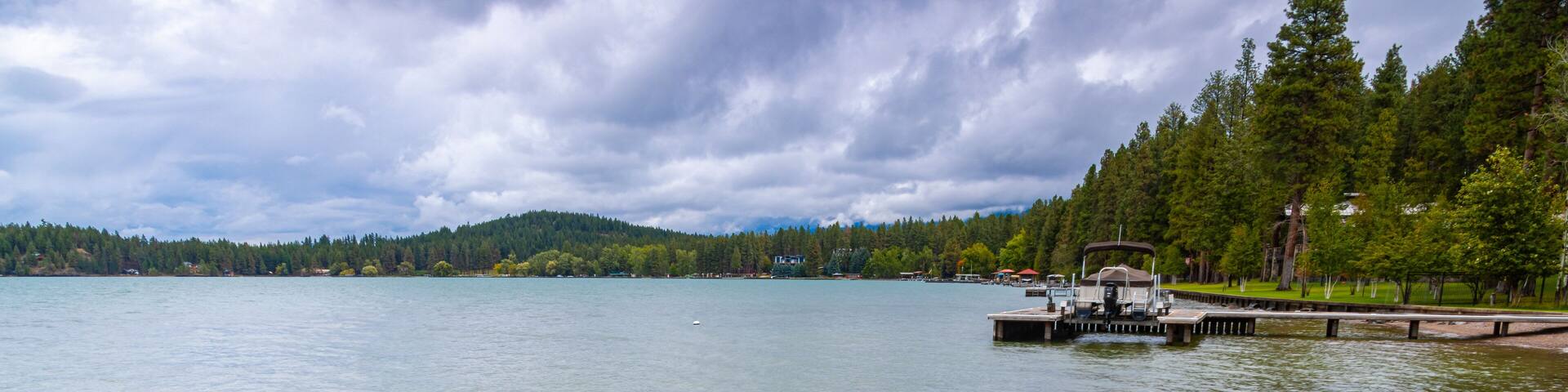 The Rocky Shoreline of Blue Bay and Flathead Lake, Polson, Montana, USA
