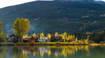 Green Lake showing a small town or village, tranquil scenes and a lake or waterhole