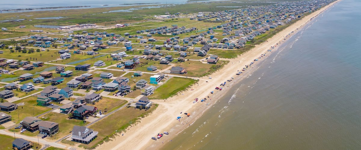 Aerial photo Gulf of Mexico homes in Crystal Beach Texas
