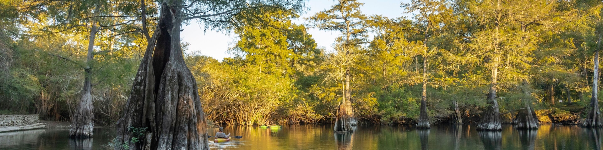 kayakers at Rock Bluff Spring on the Suwanneee River, Gilchrist County, Florida