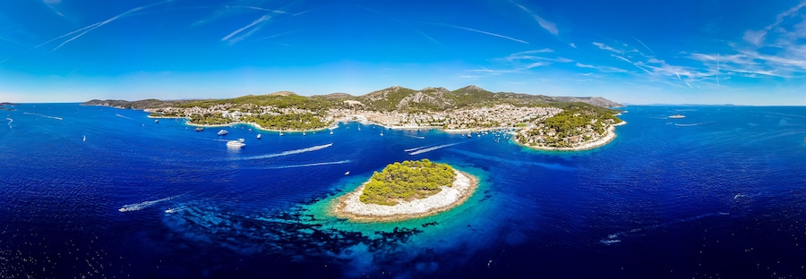 Aerial view of Paklinski Islands in Hvar, Croatia