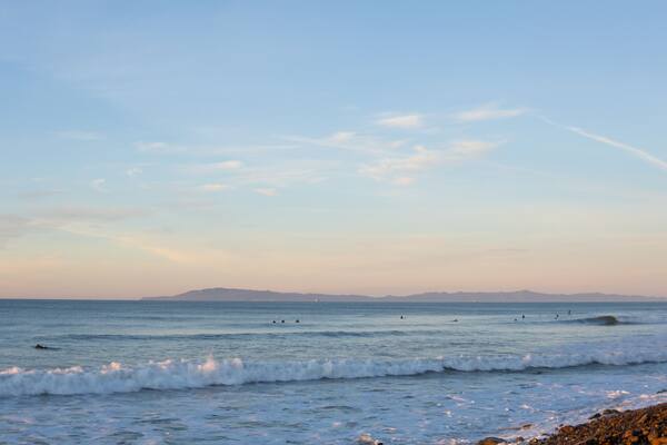 Evening surf at peaceful Solimar Beach in Ventura, California.