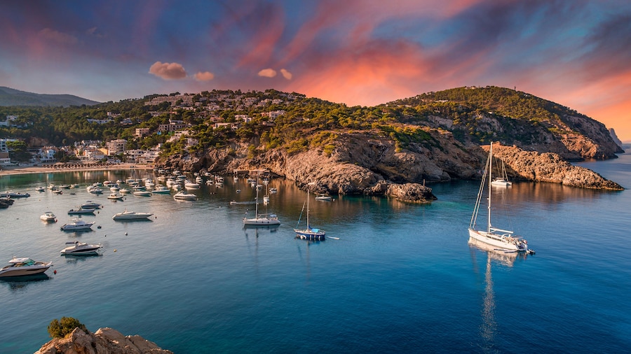 Cala Vedella Vadella in Sant Josep at Balearic Islands. Ibiza, Spain.