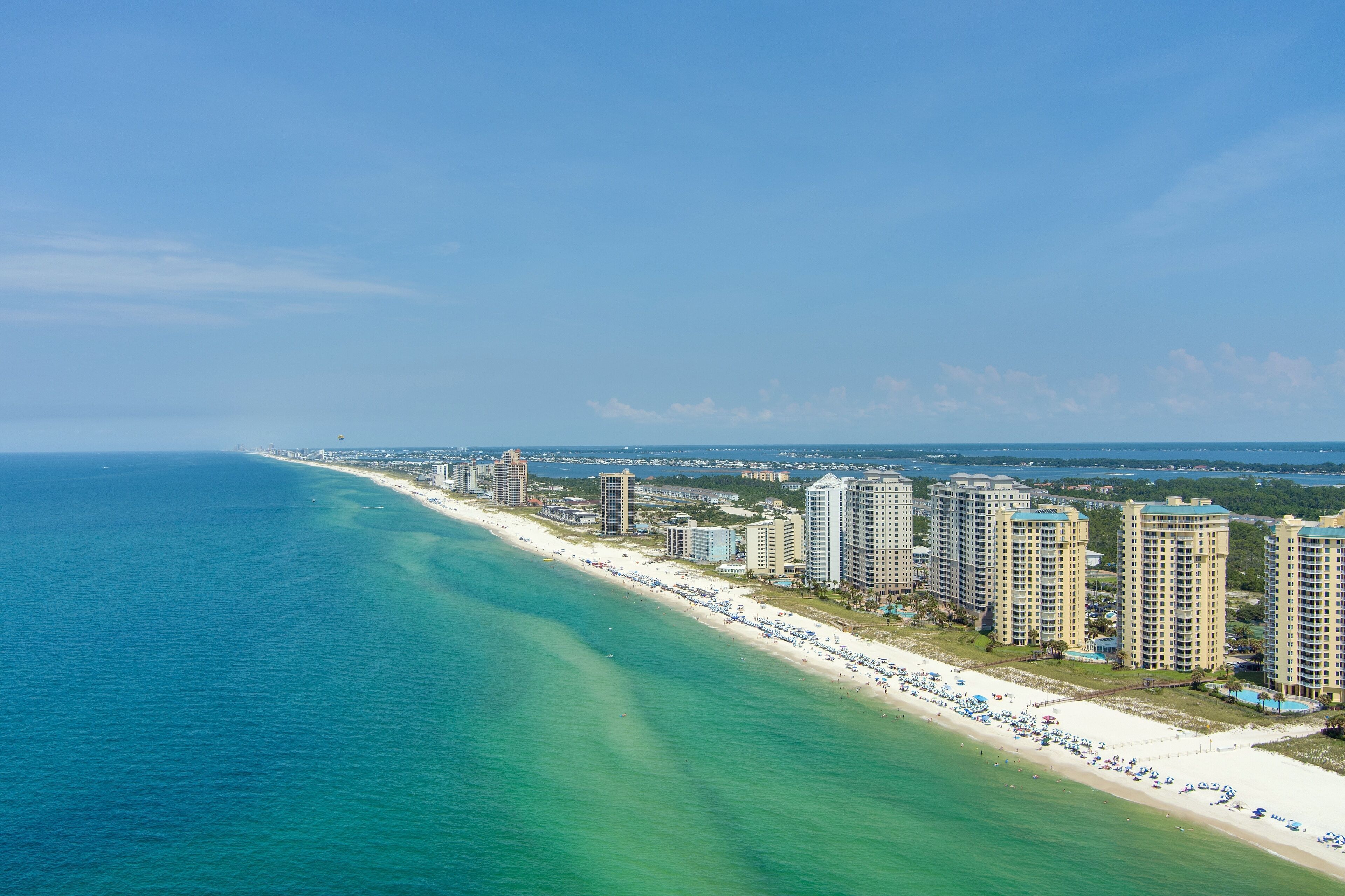 Aerial view of the beach at Perdido Key
