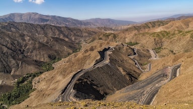 Driving the High Atlas mountains of Morocco. You can't expect to get from point A to point B very quickly on roads like this, so might as well enjoy the scenery.