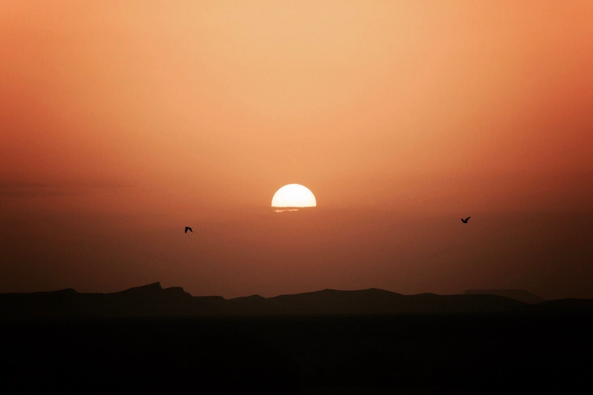 Sunrise on the Sahara . Morocco 