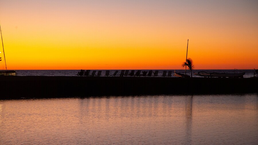 Anaehoomalu Beach featuring general coastal views and a sunset