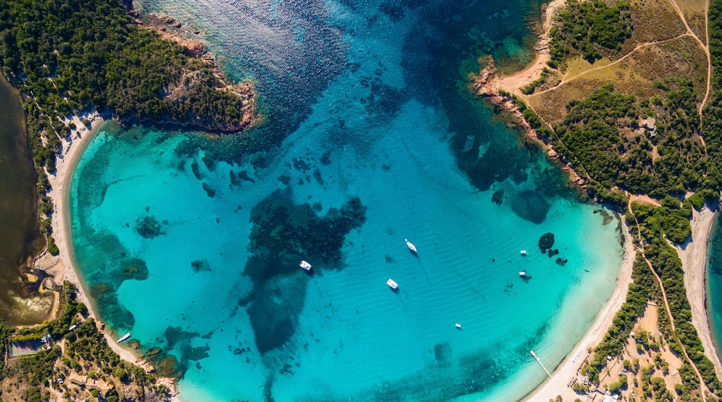 Aerial view of Rondinara beach in Corsica Island in France