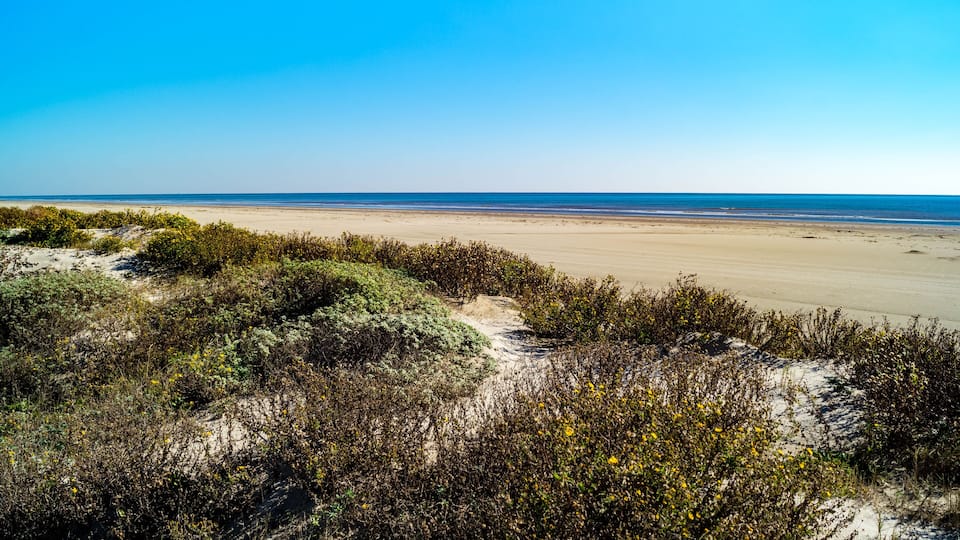 Gulf of Mexico beach at Galveston, Texas near the San Luis Pass