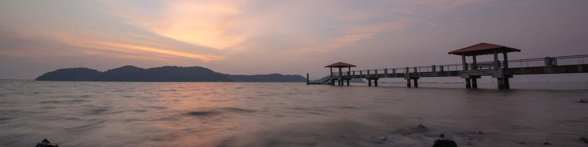 Colorful sunset at Batu Kawan jetty.