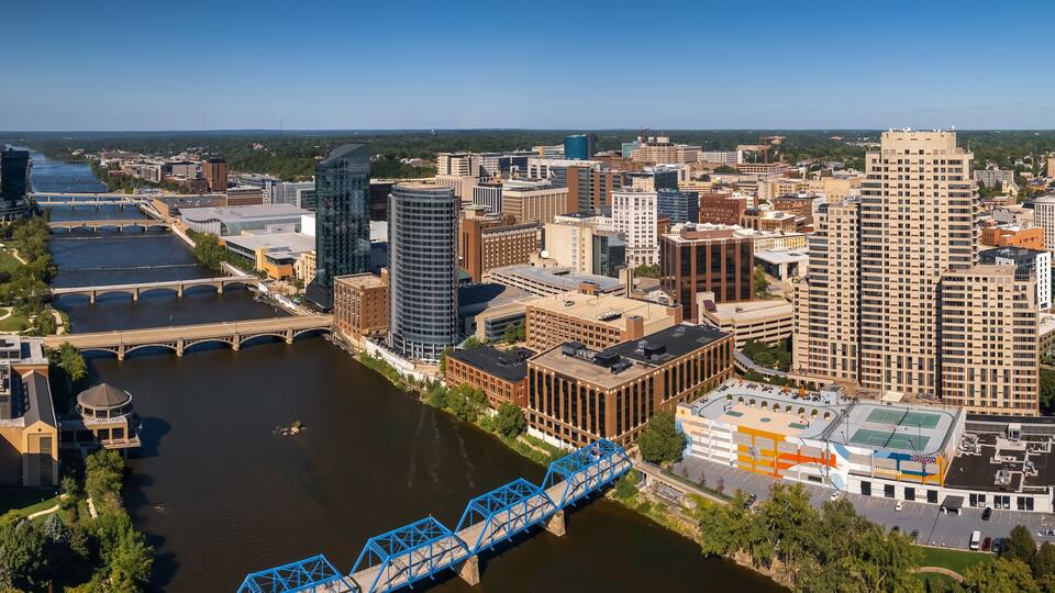 Downtown Grand Rapids is second largest metropolitan area in entire Michigan state.