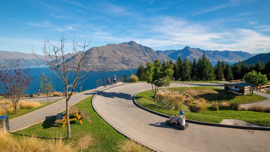 Skyline Luge showing a lake or waterhole