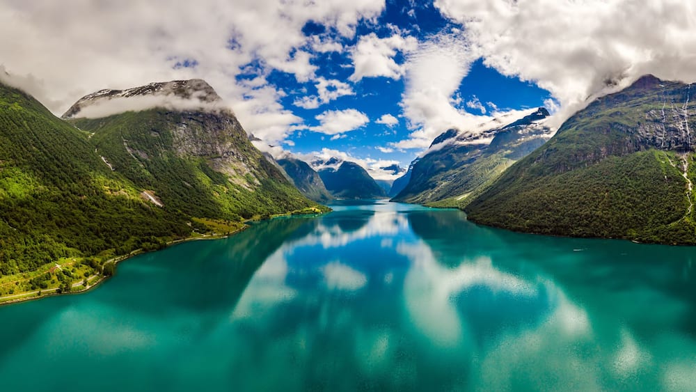 Panorama lovatnet lake Beautiful Nature Norway.