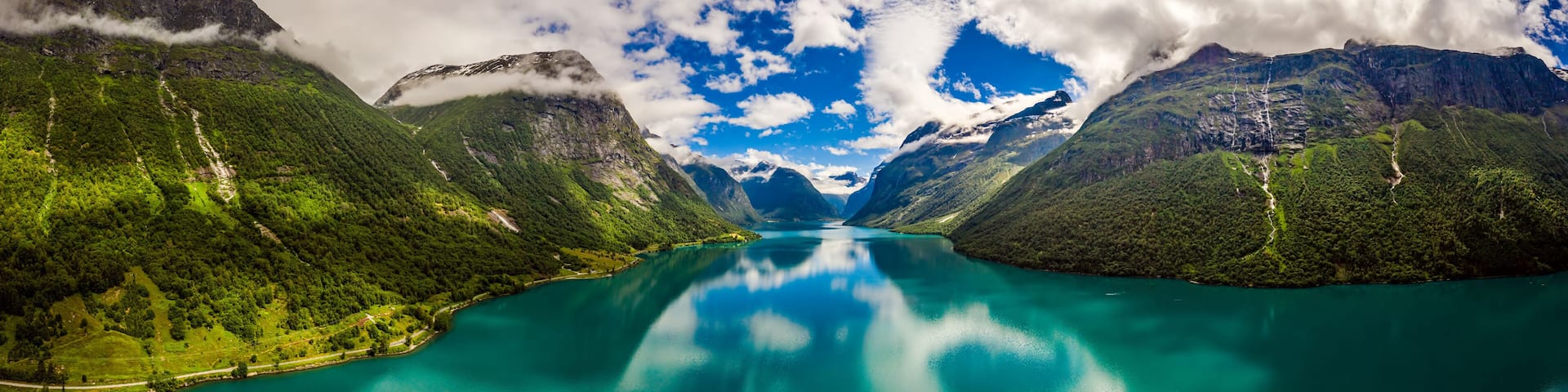Panorama lovatnet lake Beautiful Nature Norway.