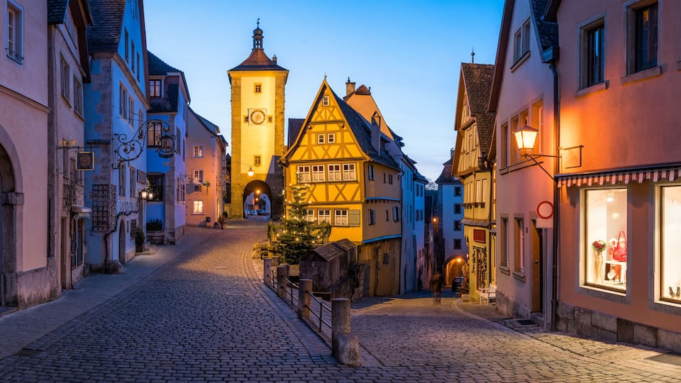 Panoramic view of Rothenburg ob der Tauber in Bavaria, Germany