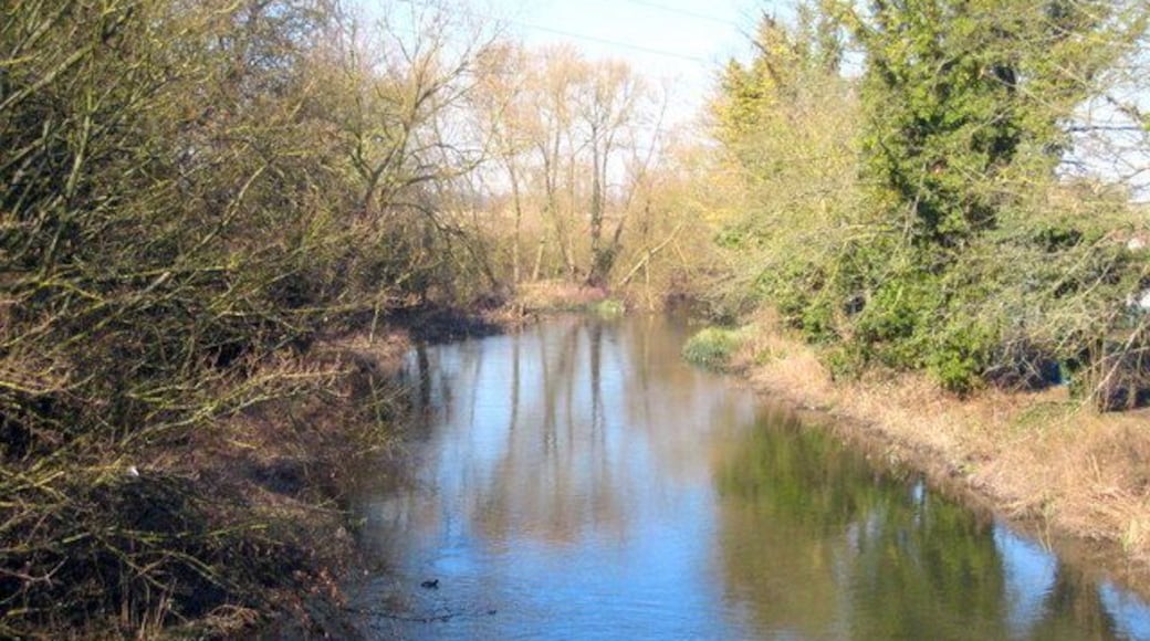 The River Colne upstream of Iver Lane bridge The river here forms the boundary between Buckinghamshire and the ancient county of Middlesex (now completely absorbed into Greater London).