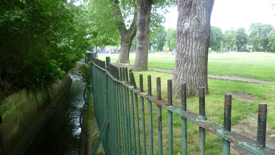 The Norbury Brook at Thorton Heath Recreation Ground, London