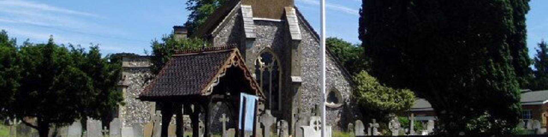 All Saints parish church, Addintgon Road, Sanderstead, London (formerly Surrey), seen from the west