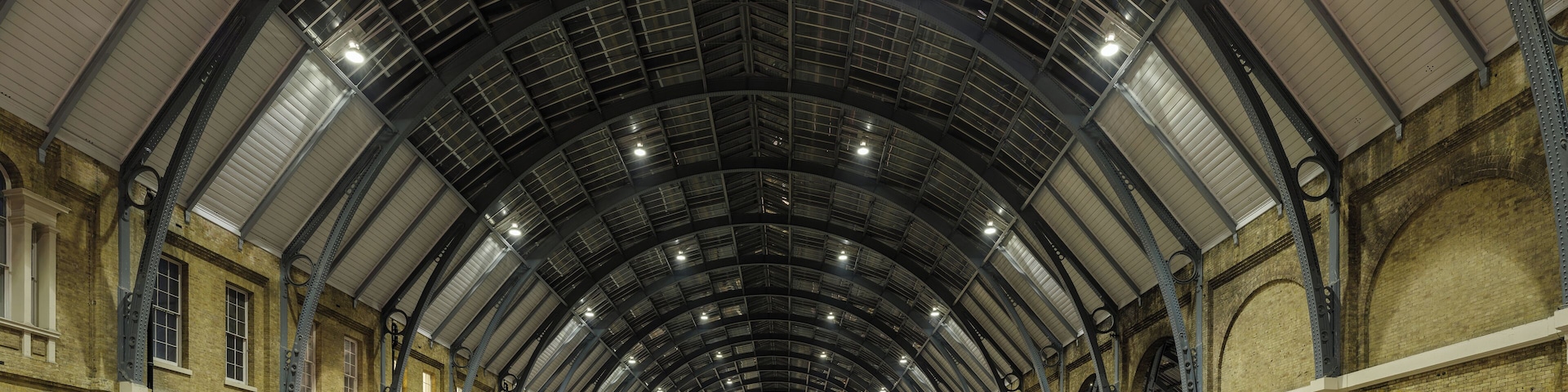 Platforms 5 to 8 of Kings Cross Railway Station, London, England.