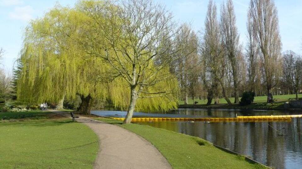 Parkland in Beddington Park The Willow is just coming into leaf, lending some fresh colour to this scene.