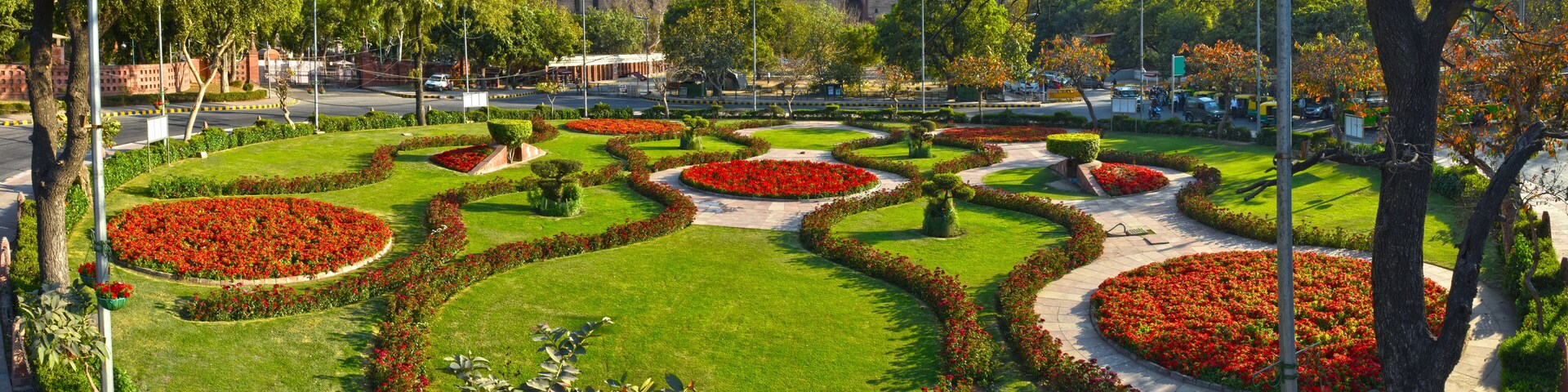 Beautiful Park at Roundabout of Central Secretariat, New Delhi, India.