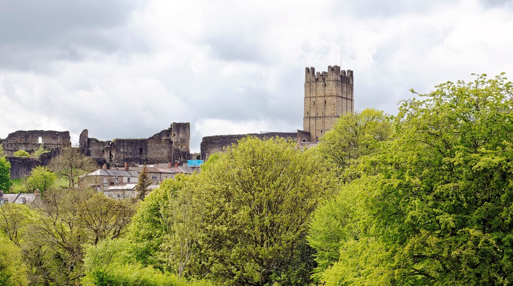 View of the Norman castle ruins at Richmond, North Yorkshire, England