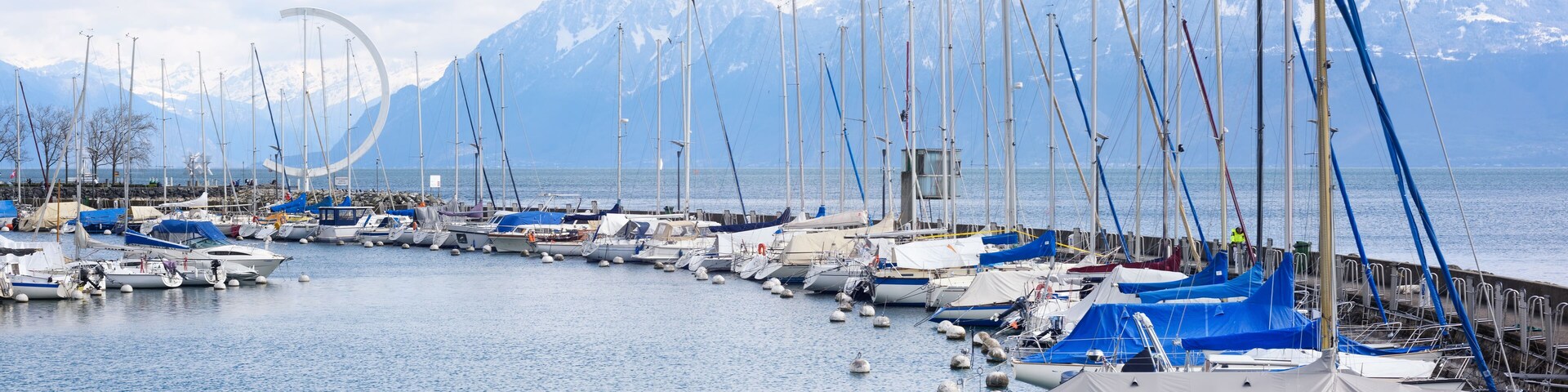 Yacht harbor of Lausanne city, Switzerland