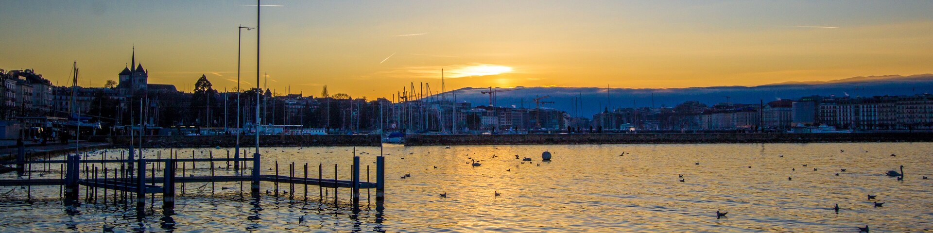 Geneva's lake at sunset