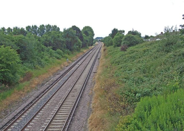 The Chessington line View from Knollmead bridge of the Waterloo to Chessington railway line.