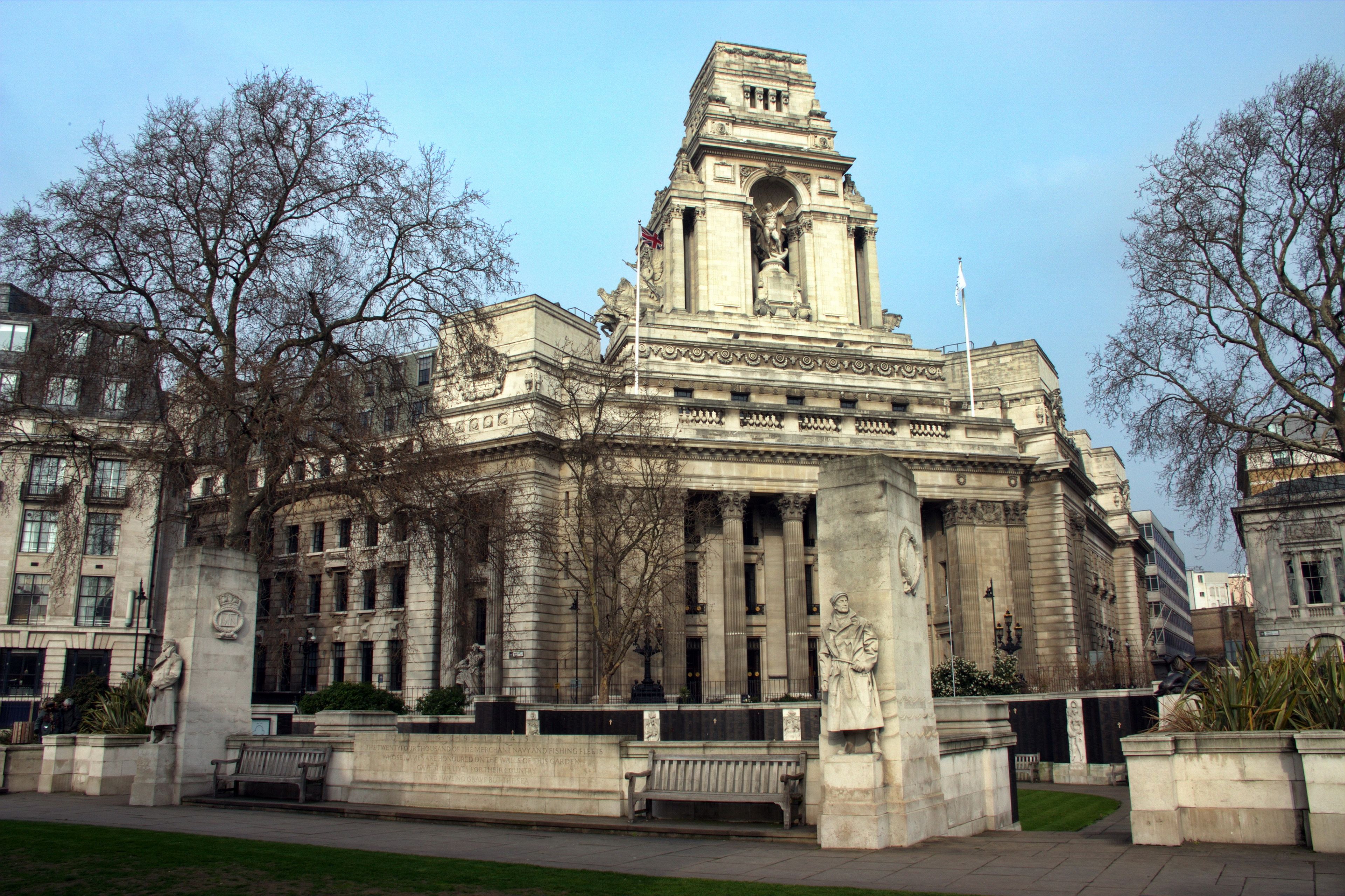 Facade of Ten Trinity Square building in London, UK.