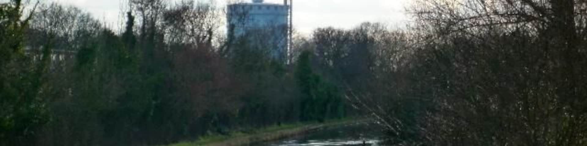Southall gasometer from the canal bridge close to the Willowtree Marina, Yeading